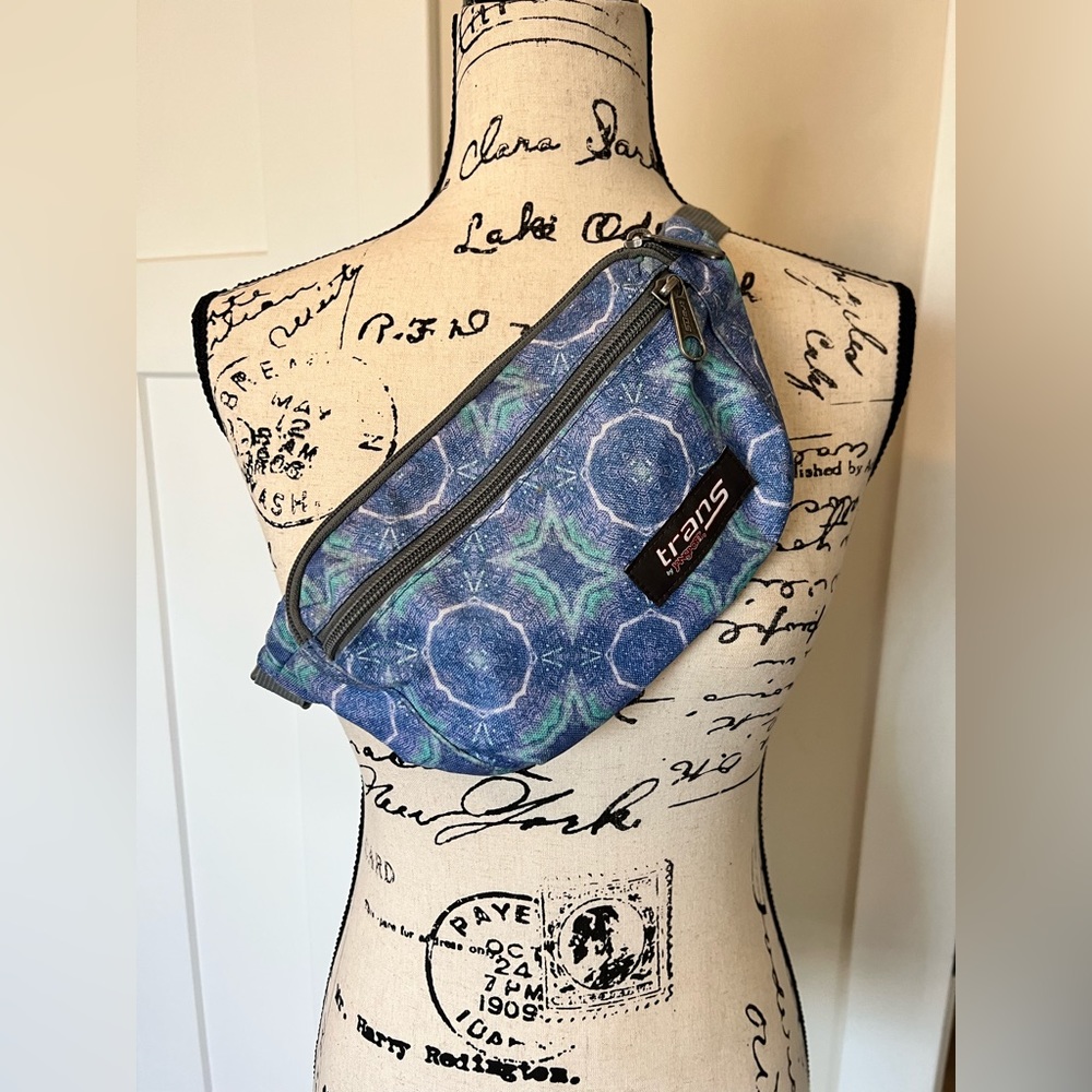 Trans by Jansport Fanny Pack. Two Zip Pockets. Periwinkle Blue and Mint Green